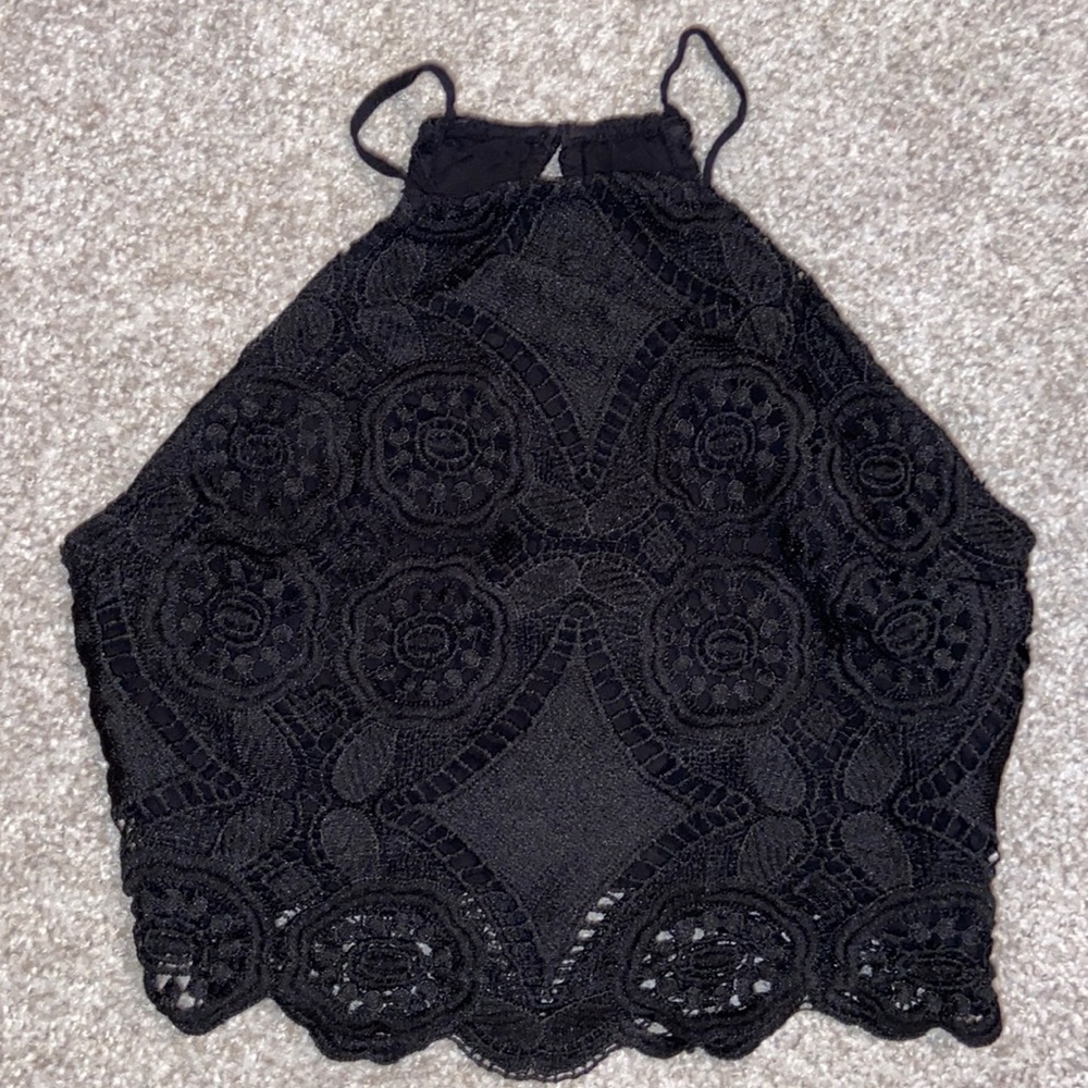 Cropped high neck top